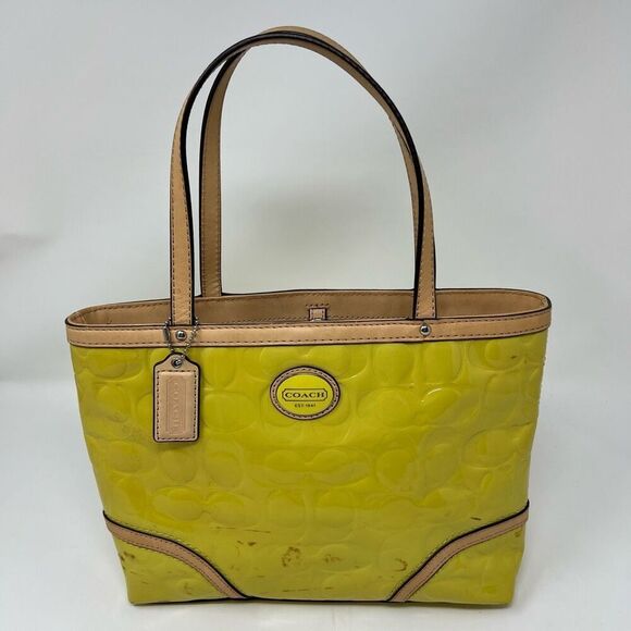 Coach Handbags - COACH Bag Yellow Patent Leather Mini Handbag Purse Tag Pre-owned Spring Summer